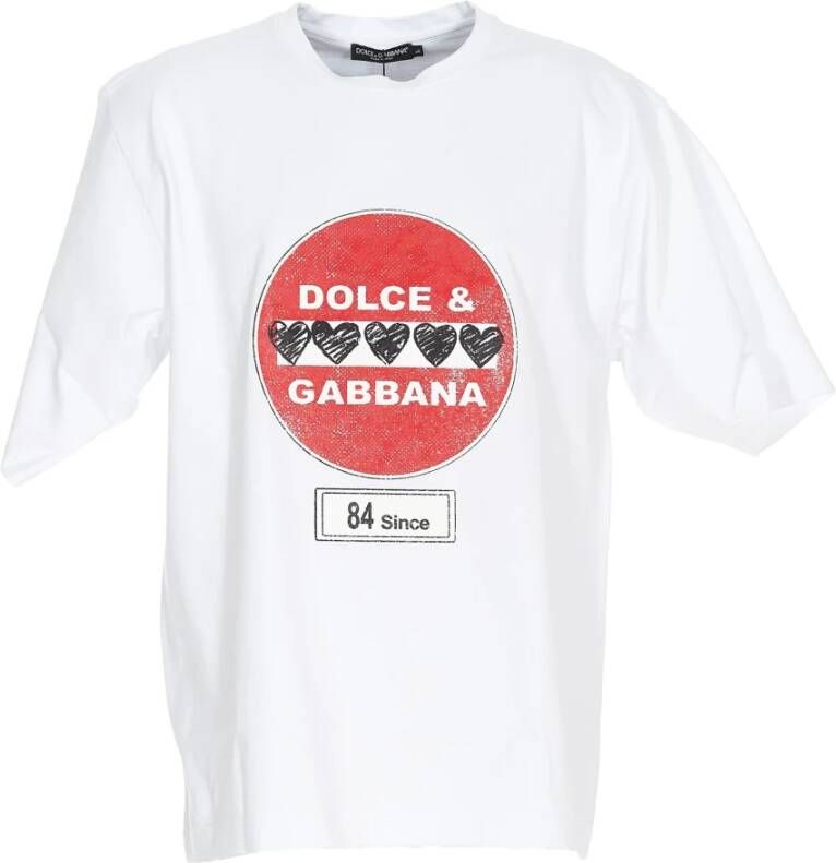 Dolce & Gabbana T-shirt met wegmarkering print White Heren