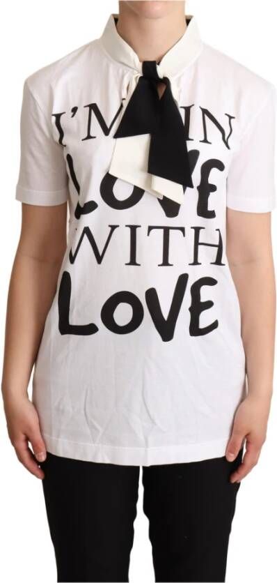Dolce & Gabbana Witte Katoenen Zijden I'm In Love Top T-shirt White Dames