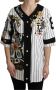 Dolce & Gabbana White and black Blouse Cotton Crystal Charms Amore Shirt Meerkleurig Dames - Thumbnail 1