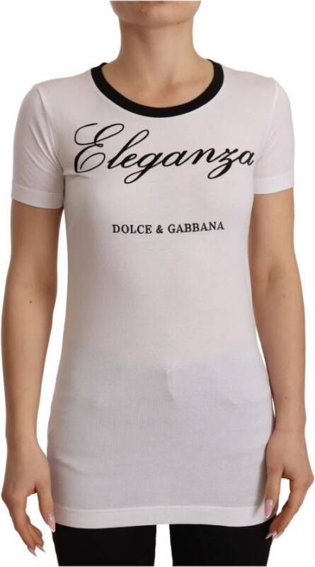 Dolce & Gabbana White Cotton Round Neck Short Sleeves T-shirt Wit Dames
