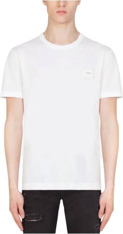 Dolce & Gabbana Klassiek wit T-shirt met Uni Logo Borduursel White Heren