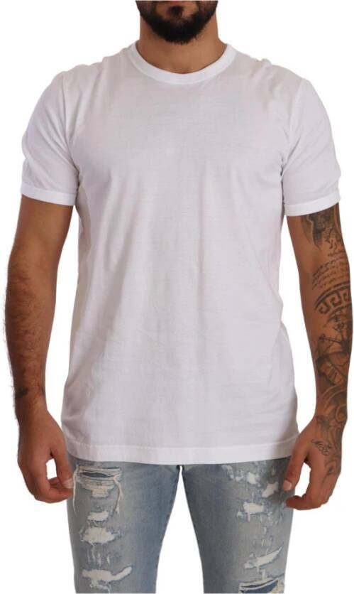 Dolce & Gabbana Katoenen T-shirt Iconisch Logo Regular Fit White Heren
