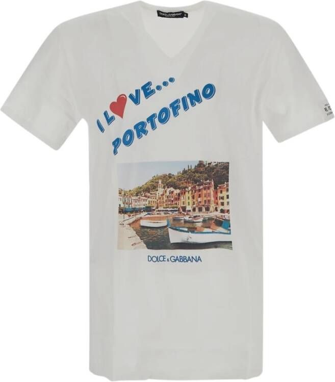 Dolce & Gabbana Portofino Print Re-Edition T-Shirt White Heren