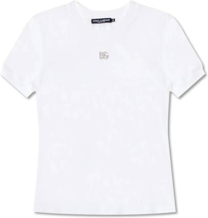 Dolce & Gabbana T-shirt with logo appliqu� Wit Dames