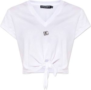 Dolce & Gabbana T-shirt with tie detail Wit Dames