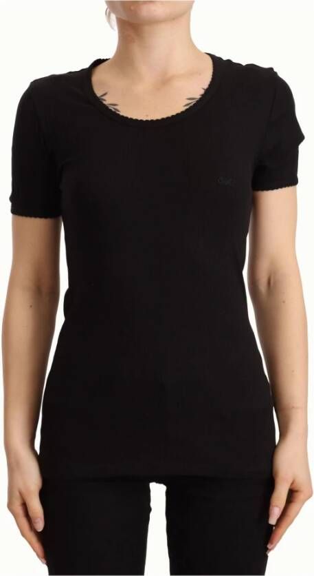 Dolce & Gabbana Authentiek Italiaans Zwart Katoenen T-shirt Black Dames