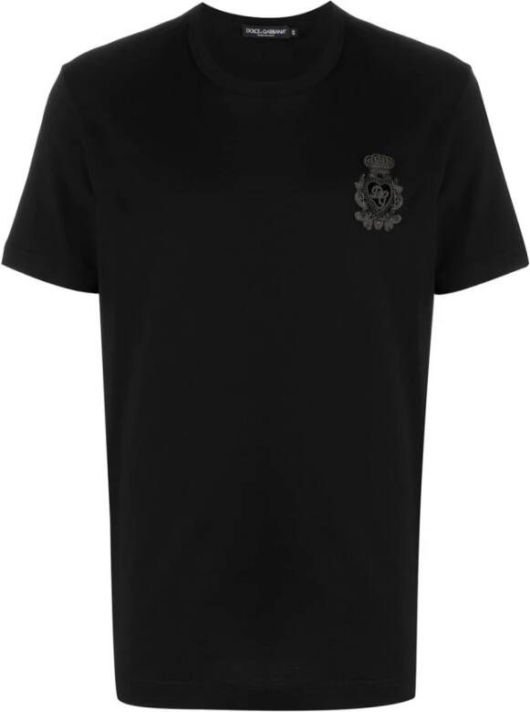 Dolce & Gabbana Hoogwaardig Zwart Katoenen T-shirt voor Heren Black Heren
