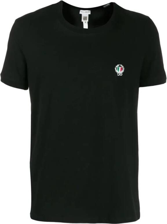 Dolce & Gabbana Zwarte T-shirts en Polos met Geborduurd Logo Black Heren
