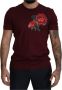 Dolce & Gabbana Bordeaux Roses Katoenen Crewneck T-shirt Red Heren - Thumbnail 1