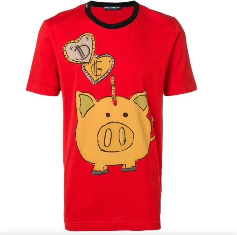 Dolce & Gabbana Rood Katoenen T-Shirt Klassieke Pasvorm Red Heren