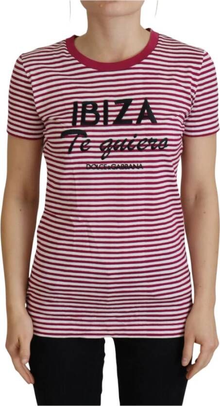 Dolce & Gabbana Wit Roze Ibiza Exclusieve T-shirt Pink Dames