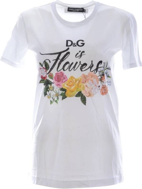 Dolce & Gabbana Bloemen bedrukt ronde hals T-shirt White Dames