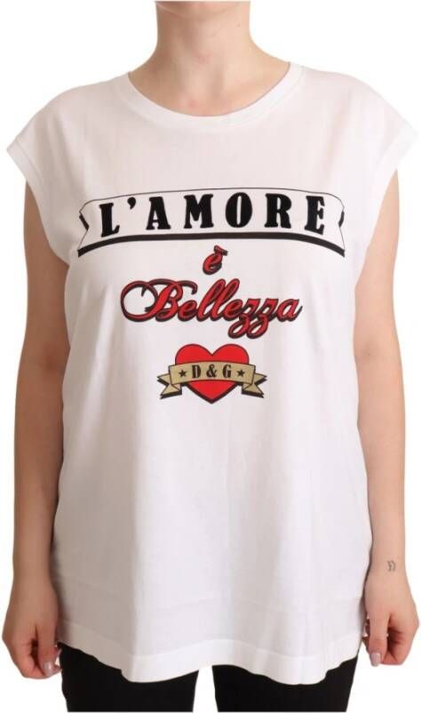 Dolce & Gabbana Witte L'Amore E'Bellezza Tank T-shirt White Dames