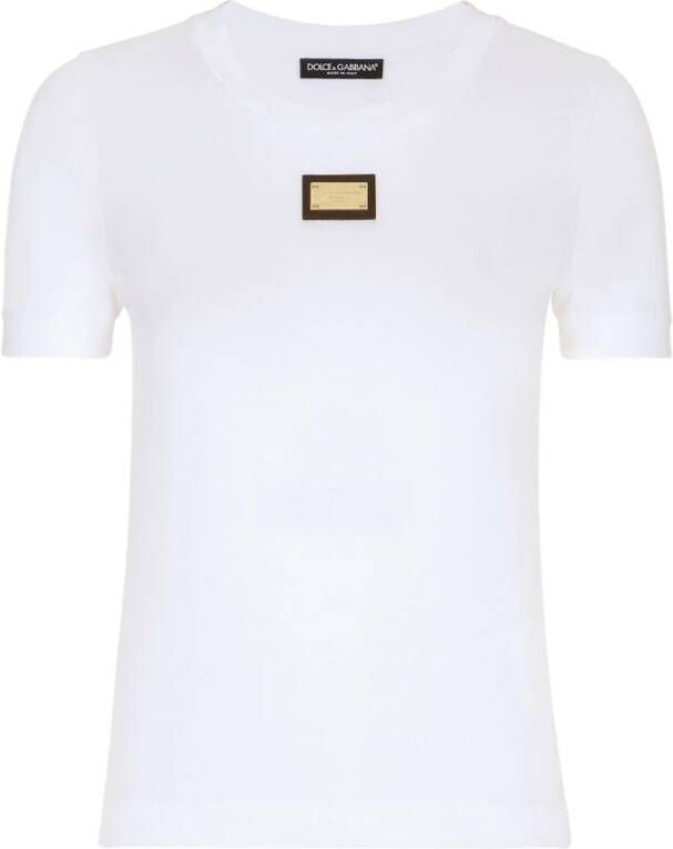 Dolce & Gabbana Wit Scoop Neck Tee Shirt White Dames