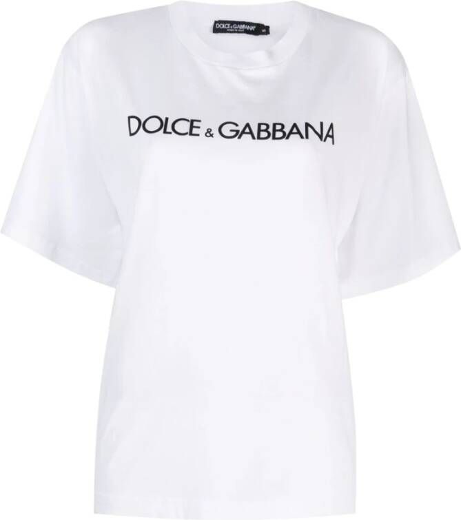 Dolce & Gabbana Logo-Print Katoenen T-Shirt voor Heren White Dames
