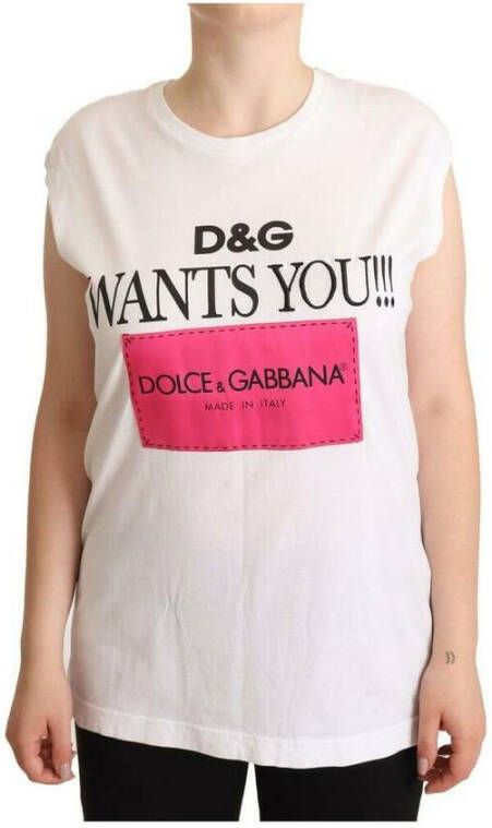 Dolce & Gabbana Wit Logo Print Mouwloos Tank T-Shirt White Dames