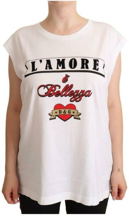 Dolce & Gabbana Witte L'Amore E'Bellezza Tank T-shirt White Dames