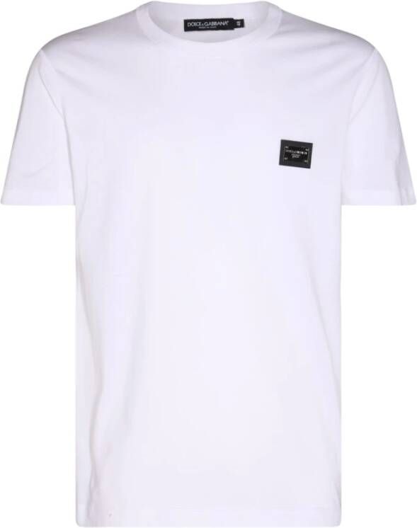 Dolce & Gabbana Wit T-shirt met Logo-Plaque voor Casual Gelegenheden White Heren