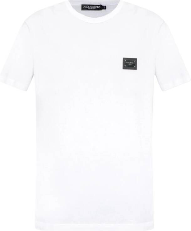 Dolce & Gabbana Wit T-shirt met Logo-Plaque voor Casual Gelegenheden White Heren