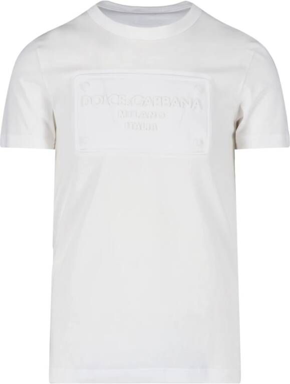 Dolce & Gabbana T-shirt met korte mouwen en reliëflogo White Heren