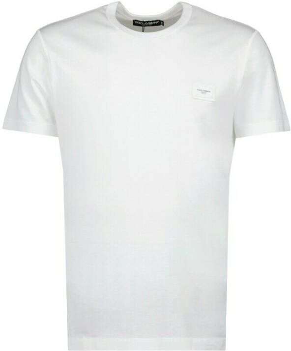 Dolce & Gabbana Klassiek wit T-shirt met Uni Logo Borduursel White Heren
