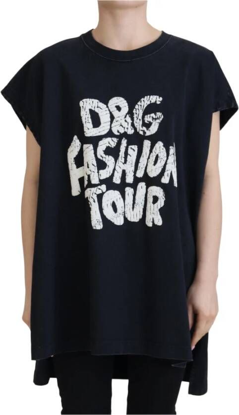 Dolce & Gabbana Zwarte Modieuze Ronde Hals Katoenen T-shirt Black Dames
