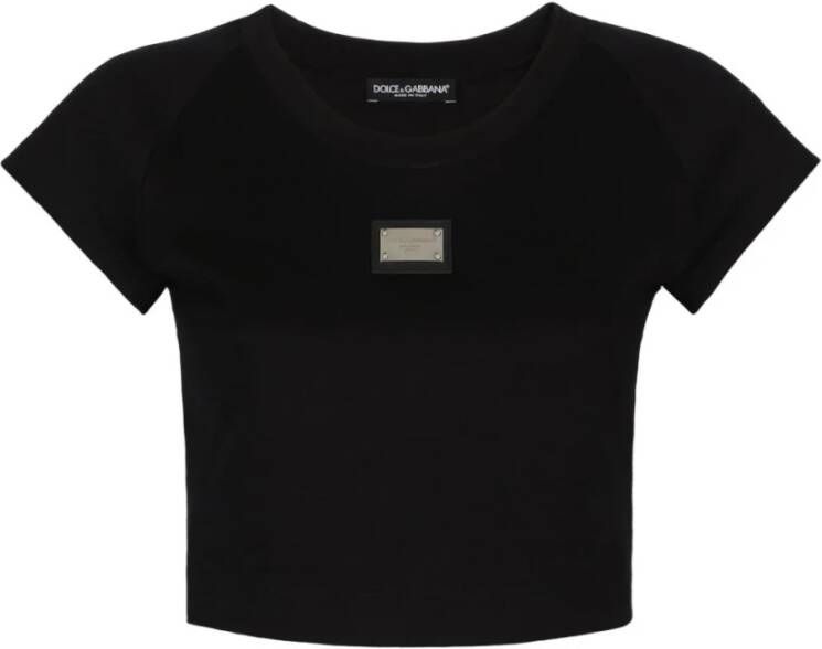 Dolce & Gabbana Korte Mouw Logo Plaque T-Shirt Black Dames