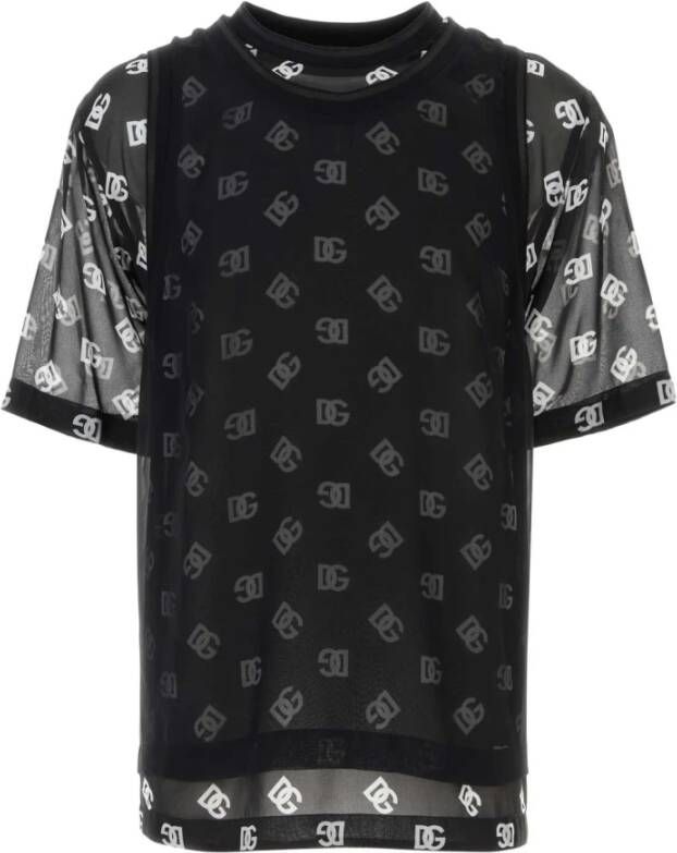 Dolce & Gabbana Heren Printed Mesh Oversize T-Shirt Black Heren