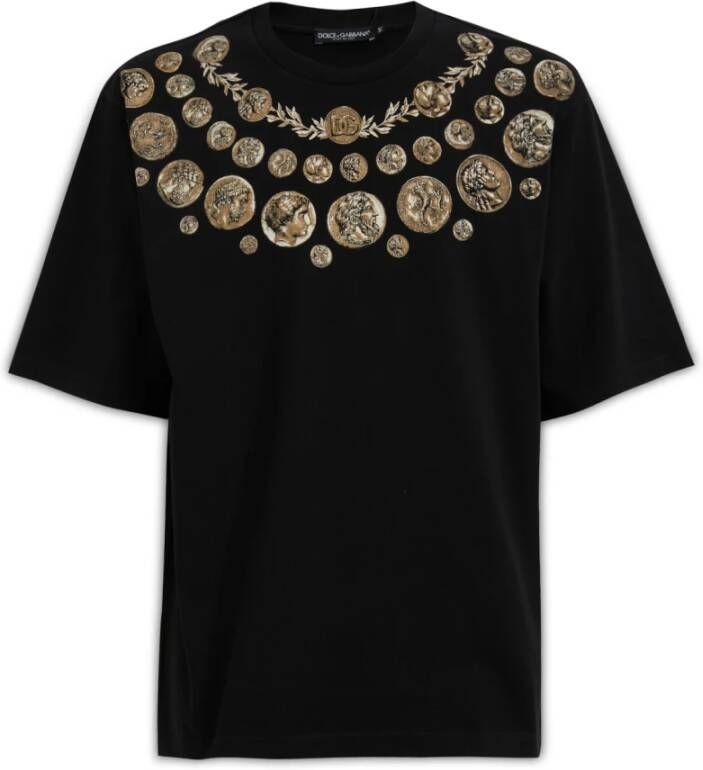 Dolce & Gabbana Zwart 'Monete' Print T-shirt Black Heren