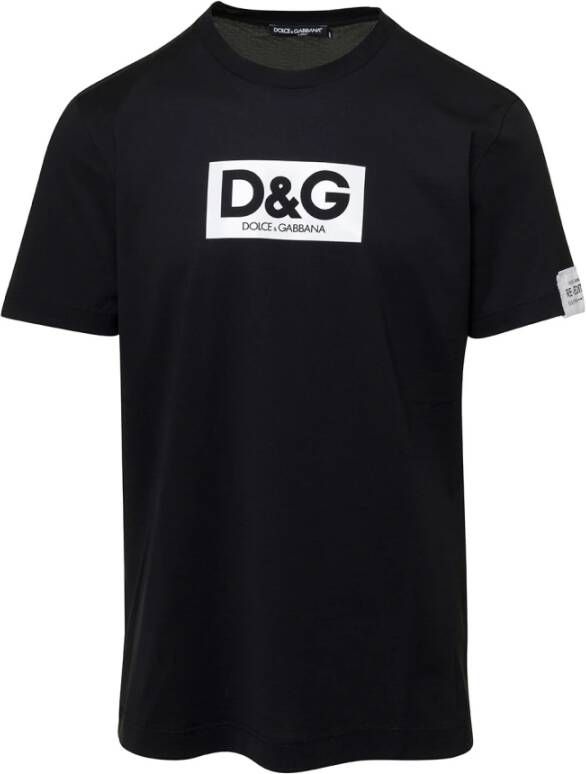 Dolce & Gabbana Zwart Katoenen T-Shirt met Logo Black Heren