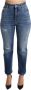 Dolce & Gabbana Blue Embellished Heart Skinny Denim Pants Jean Blauw Dames - Thumbnail 1