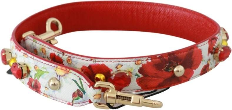 Dolce & Gabbana Rode Witte Bloemen Handtas Acryl Schouderband Red Dames