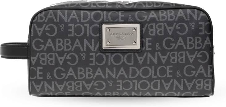 Dolce & Gabbana Logo-Print Toilettas voor Stijlvolle Mannen Black Heren