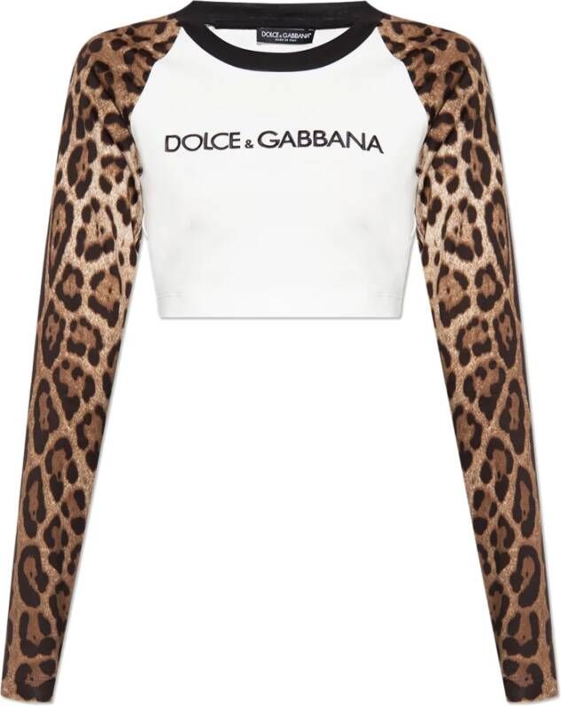 Dolce & Gabbana Top met dierenprint Wit Dames