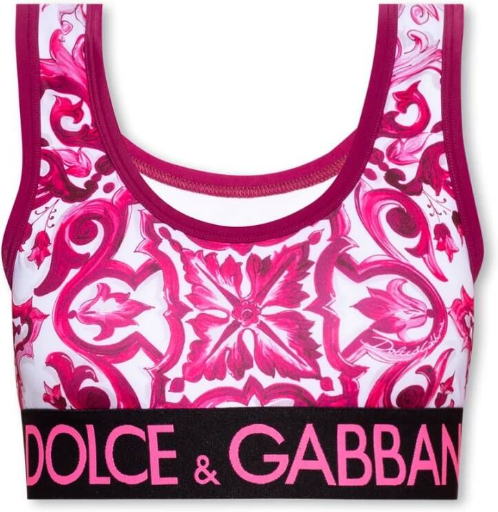 Dolce & Gabbana Gedrukte Majolica Brassiere Pink Dames