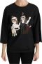 Dolce & Gabbana Black #dgfamily Top T-shirt Silk Blouse Zwart Dames - Thumbnail 1