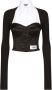 Dolce & Gabbana Gelaagde-Shirt Korset Top met Puntige Kraag Black Dames - Thumbnail 1