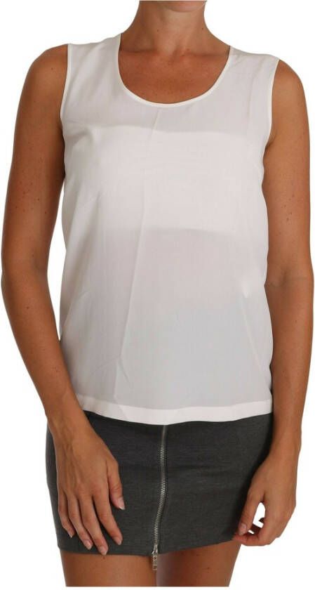 Dolce & Gabbana Witte zijde A-lijn mouwloze blouse t-shirt top Wit Dames