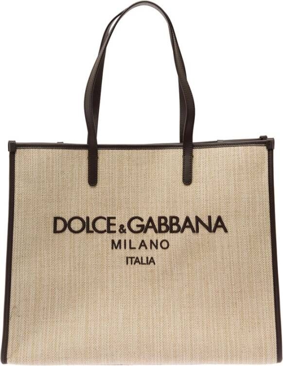 Dolce & Gabbana Beige Shopper Tas met Leren Handvatten Beige Heren