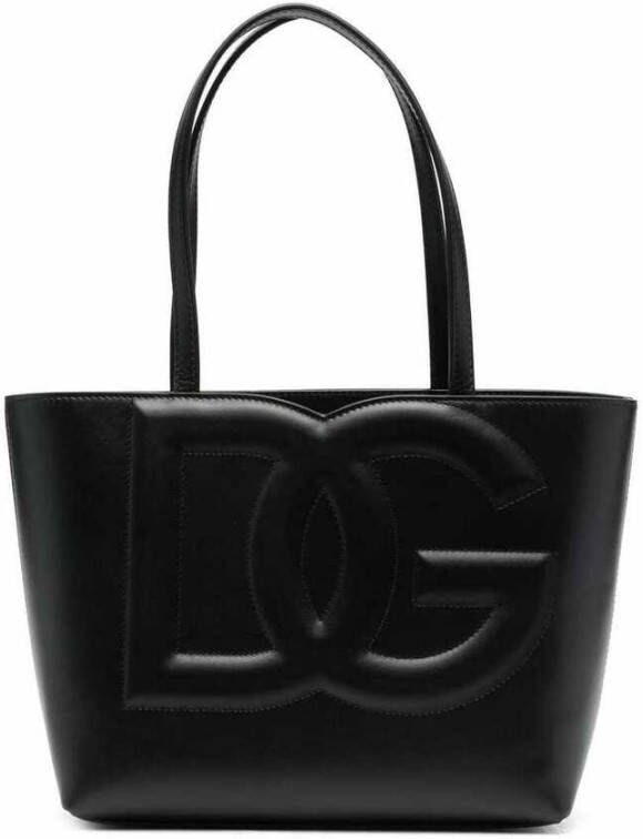 Dolce & Gabbana Kleine Logo Handtas Zwart Leer Black Dames