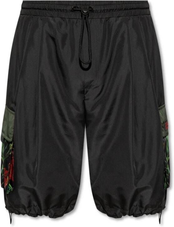Dolce & Gabbana Lange Rechteylon Shorts Black Heren