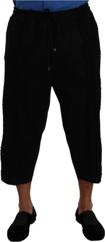 Dolce & Gabbana Black Cotton Torero Sweatpants Shorts Pants Zwart Heren
