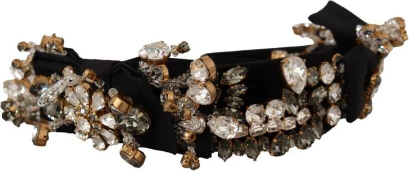 Dolce & Gabbana Transparant kristalversierd zijden Fiocco Diadem hoofdband Zwart Dames