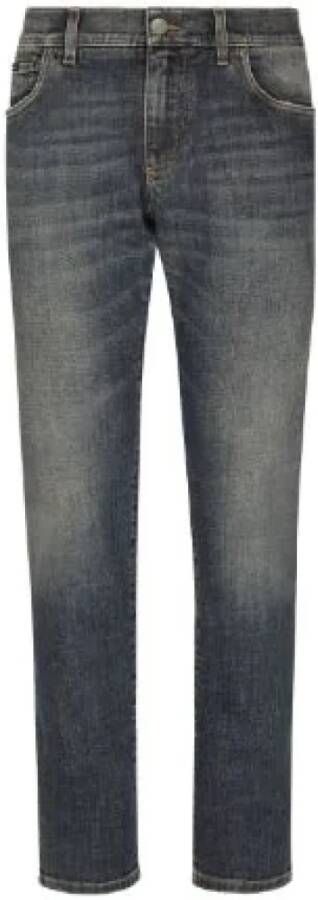 Dolce & Gabbana Essential Slim Fit Jeans Luxe Label Detail Blue Heren