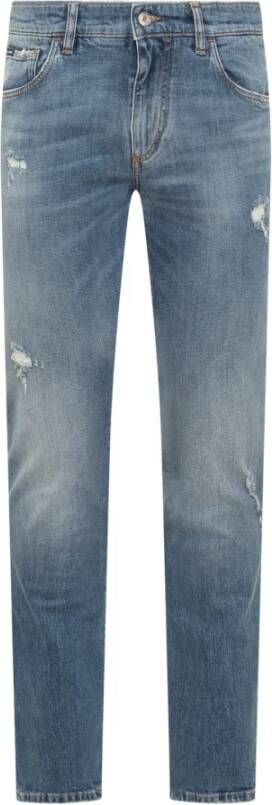Dolce & Gabbana Slim-Fit Jeans met verwoest effect Blue Heren