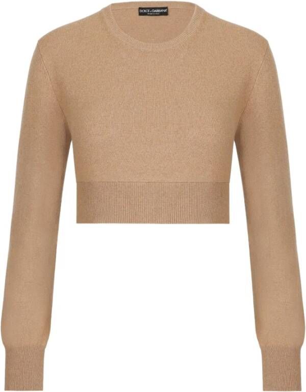 Dolce & Gabbana Luxe Cashmere-Blend Cropped Jumper Brown Dames