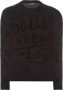 Dolce & Gabbana Black Wool Logo Pattern Crewneck Pullover Sweater Zwart Heren - Thumbnail 1
