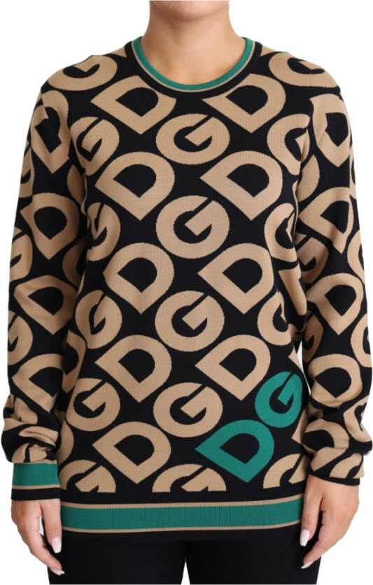 Dolce & Gabbana Multicolor DG Mania Wol Crewneck Sweater Multicolor Dames