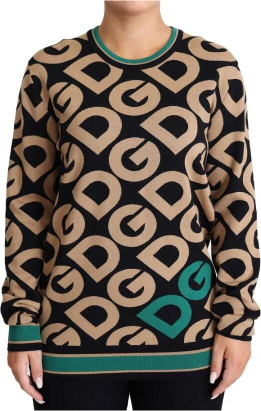 Dolce & Gabbana Multicolor DG Mania Wol Crewneck Sweater Multicolor Dames