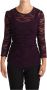 Dolce & Gabbana Gebreide kleding met ronde hals en kanten lange mouwen Purple Dames - Thumbnail 1